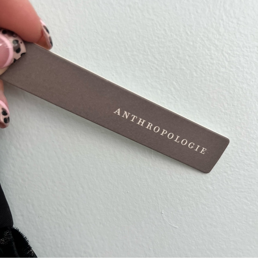 Anthropologie Hutch NWT Velvet Maxi Dress Size 4 Black White Polka Dot Strapless - Picture 12 of 16